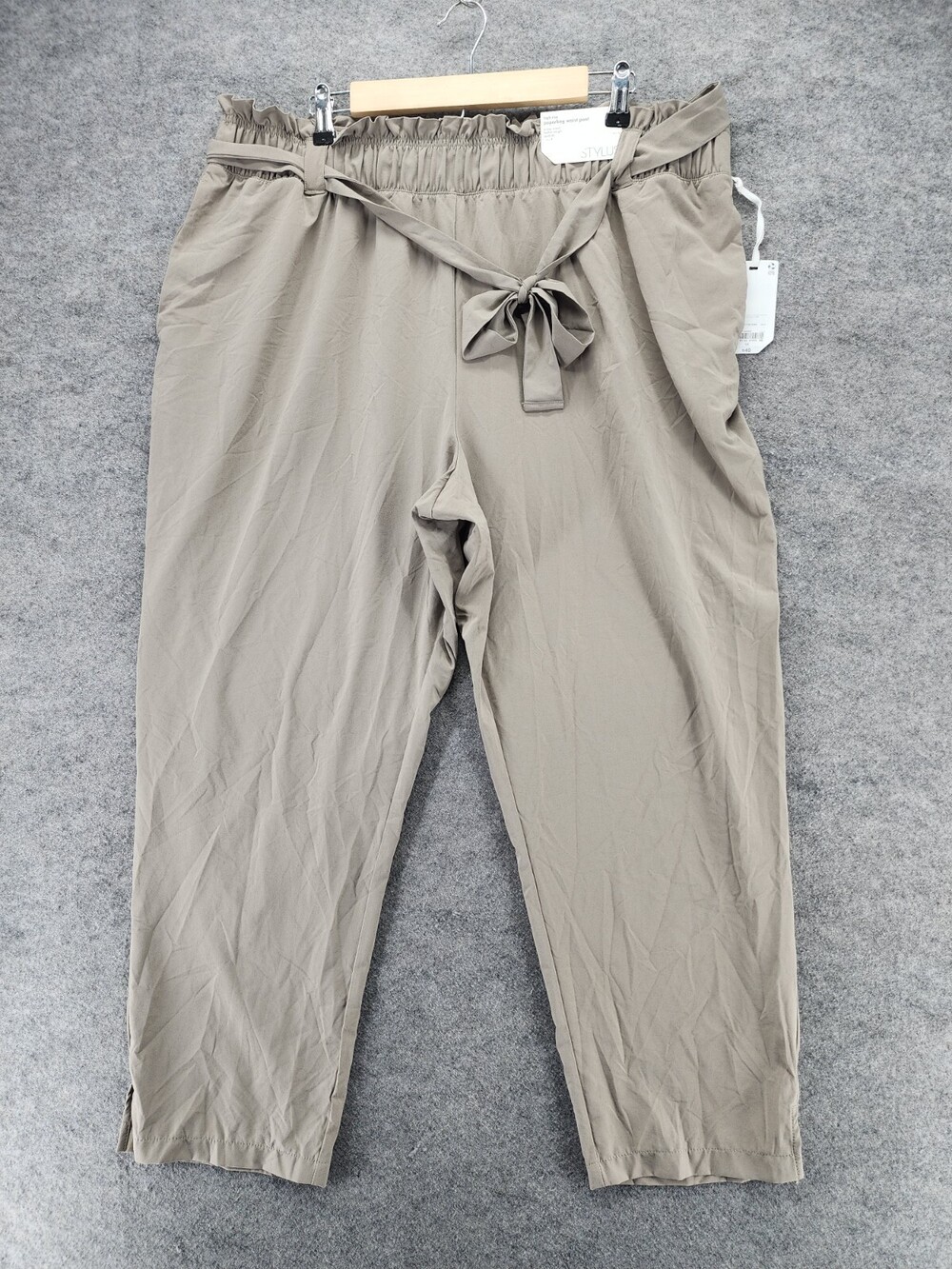 Stylus Pants Womens 1X High Rise Paperbag Waist Smokey Gray